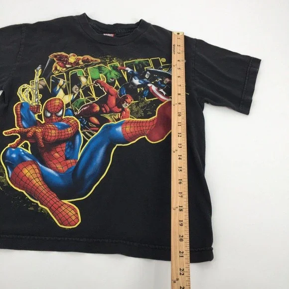 Vintage Marvel Mad Engine Superhero Logi Short Sleeve T-Shirt Medium Youth Black - Picture 5 of 5